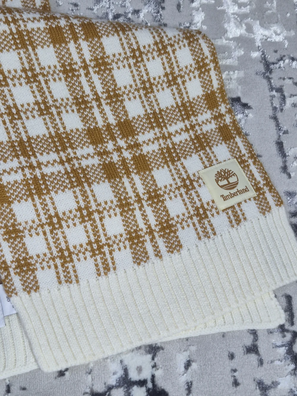 Timberland Scarf UNISEX One Size Brown Plaid Knit  Winter Cold Weather New